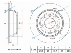 ST-7L6615601D Диск тормозной зад AUDI Q7 06-10VW TOUAREG 02-10PORSCHE CAYENNE 02-10