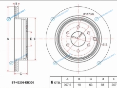 ST-43206-EB300 Диск тормозной зад NISSAN PATHFINDER 51