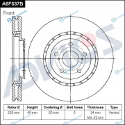 A6F537B Диск тормозной пер. ADVICS