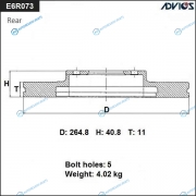 E6R073 Диск тормозной зад. ADVICS