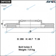 D6F523B Диск тормозной пер. ADVICS