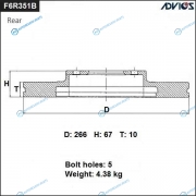F6R351B Диск тормозной зад. ADVICS