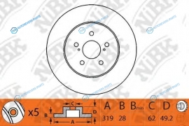 RN1219-NIBK_диск тормозной передний!| Lexus RX 3.0-4.0| Toyota Harrier 2.4-3.5i 03>