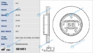 SD1051_диск тормозной передний!| KIA Ceed| Hyundai i30 1.4-2.0|1.6CRDi 06>