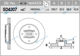 SD4207_диск тормозной передний!| Nissan Livina X-Gear|Tiida JPN make| Tiida Latio 04>