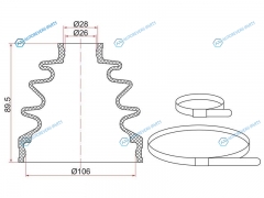 BKFD-015 Пыльник шруса внутренний RR NISSAN PATROL Y62 (2 хомута. резина)