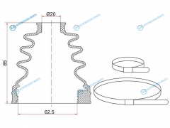 C-1609T Пыльник шруса внутренний FR MITSUBISHI LANCER X (2 хомута. резина)