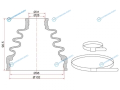 BKFD-017 Пыльник шруса внутренний FR NISSAN PATROL Y62 (2 хомута. резина)