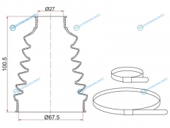 TC-021 Пыльник шруса внутренний FR VW GOLF (2 хомута. термопластик)