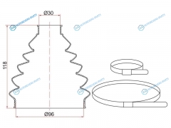 TC-019 Пыльник шруса наружный FR VW GOLF (2 хомута. термопластик)