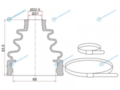 BKFD-021 Пыльник шруса внутренний FR MAZDA CX-5 (2 хомута. резина)