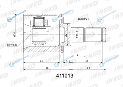 411013 Шрус внутренний2522 ABS