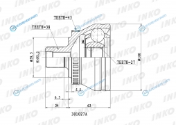 301027A ШРУС внешний 3827 ABS 45