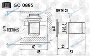 GO 0895 ШРУС внутр. для ам Hyundai Solaris (10-)Kia Rio (11-) 1.6 | перед