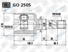 GO 2505 ШРУС внутр. лев. для ам Mazda 3 (03-) 1.4i