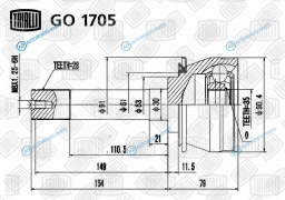 GO 1705 ШРУС наруж. для ам SsangYong Musso (94-)ТагАЗ Tager (08-)