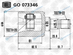 GO 073346 ШРУС внутр. для ам Kia Picanto (04-) AT