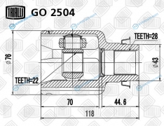 GO 2504 ШРУС внутр. прав. для ам Mazda 3 (03-) 1.4i