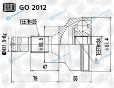 GO 2012 ШРУС наруж. для ам Peugeot 307 (00-) 1.6i2.0i | перед