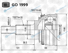 GO 1999 ШРУС наруж. для ам Lexus ES 300 (96-) 3.0 ABS | перед