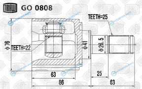 GO 0808 ШРУС внутр. лев. для ам Kia Soul (08-) МТ