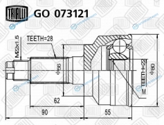 GO 073121 ШРУС наруж. для ам Mazda 323 (98-)Kia Sephia II (98-) (КореяАмерика)