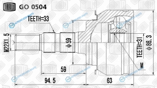 GO 0504 ШРУС наруж. для ам Chevrolet Cruze (09-) 1.61.8 MTAT | перед