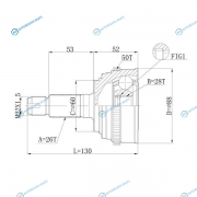 DFCV054 Шрус привода DOUBLE FORCE. с ABS