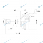 DFCV033 Шрус привода DOUBLE FORCE. с ABS