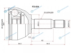 FD-834 Шрус наружный FORD TRANSIT CONNECT TC7 02-13