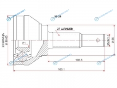 NI-34 Шрус наружный NISSAN AVENIR W10BLUEBIRD U121314PRAIRIE M11PRIMERA P11 SR18SR20CD20 89-01 4WD