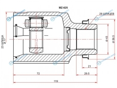 MZ-625 Шрус внутренний RH MAZDA 3 BK 04- AT