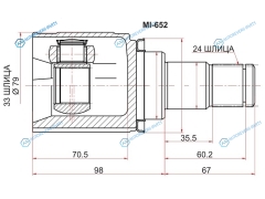 MI-652 Шрус внутренний LH MITSUBISHI LANCER X 07-