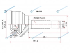 MI-022 Шрус наружный MITSUBISHI LANCER 4G134G15 C11-C81 85-95CHARIOT G37G62B D03D05W 83-91