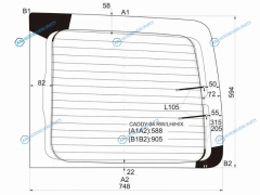 CADDY-04 RWLHHX Стекло заднее (распашной двери) левое с обогревом VOLKSWAGEN CADDY KOMBI VAN 04-