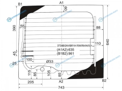 3739BGNVBR1H RWRHHX Стекло заднее (распашной двери) правое +отв. с обогревом FORD TRANSIT VAN 00-