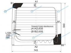 TRANSIT2000 RWRHHX Стекло заднее (распашной двери) правое с обогревом FORD TRANSIT VAN 00-