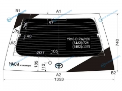 YR40-D RWHX Стекло заднее затемненное с обогревом (с отв.) TOYOTA TOWNACENOAH 96-07