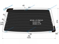 KE106-1-D RWHX Стекло заднее затемненное с обогревом (фонари хруст) TOYOTA COROLLA 5D WGN 98-02