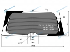 FJ120-1-D RWHX Стекло заднее затемненное с обогревом LAND CRUISER PRADO 35D 02-09GX470 02-09