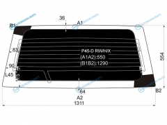 P45-D RWHX Стекло заднее затемненное с обогревом MITSUBISHI PAJERO SPORT 96-08