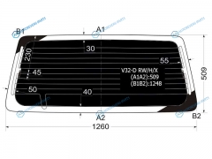 V32-D RWHX Стекло заднее затемненное с обогревом MITSUBISHI PAJEROMONTERO 35D 91-99
