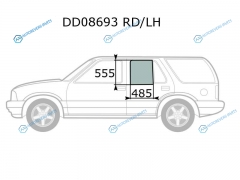DD08693 RDLH Стекло заднее левое опускное CHEVROLET BLAZER S10 5D 95-05