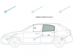 NUBIRA-5DHBK-03 RDLH Стекло заднее левое опускное CHEVROLET LACETTI DAEWOO NUBIRA 5D HBK 04-13