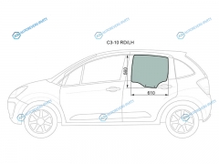 C3-10 RDLH Стекло заднее левое опускное CITROEN C3 5D HBK 10-16