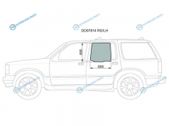 DD07814 RDLH Стекло заднее левое опускное FORD EXPLORER 5D 91-97