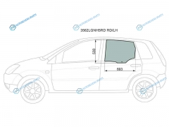 3562LGNH5RD RDLH Стекло заднее левое опускное FORD FIESTA 5D 01-08