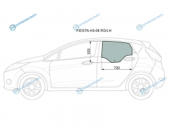 FIESTA-H5-08 RDLH Стекло заднее левое опускное FORD FIESTA 5D 08-
