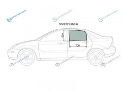 DD09525 RDLH Стекло заднее левое опускное FORD FOCUS (I) 45D SEDHBK 98-05