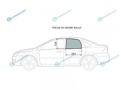 FOCUS-04-5DHBK RDLH Стекло заднее левое опускное FORD FOCUS II 45D HBK 05-11